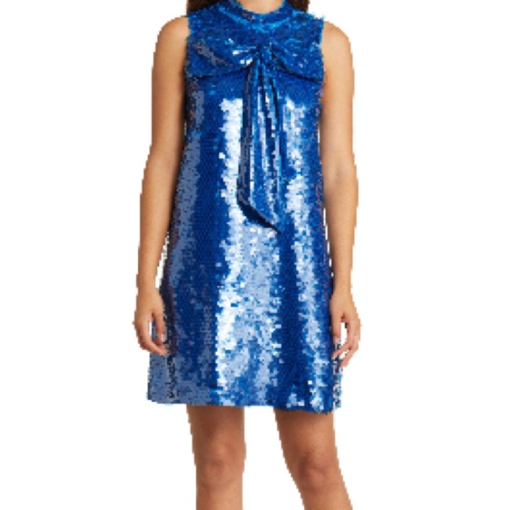 Blue Sequin Mini Dress